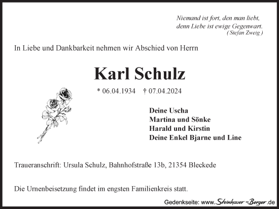Anzeige von Karl Schulz von LZ